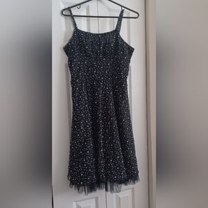 Stylish Black Dress with White Dots
